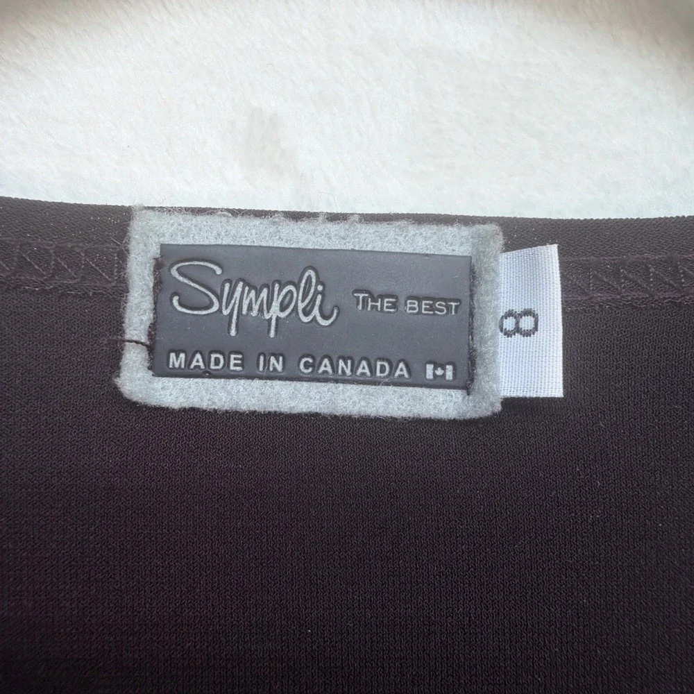 Sympli Tunic Top Womens 8 Black Asymmetrical Hem Travel Wear‎ Made In Canada